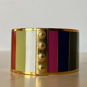 COACH Colorblock Enamel Cuff Bangle Bracelet - Gold Trim